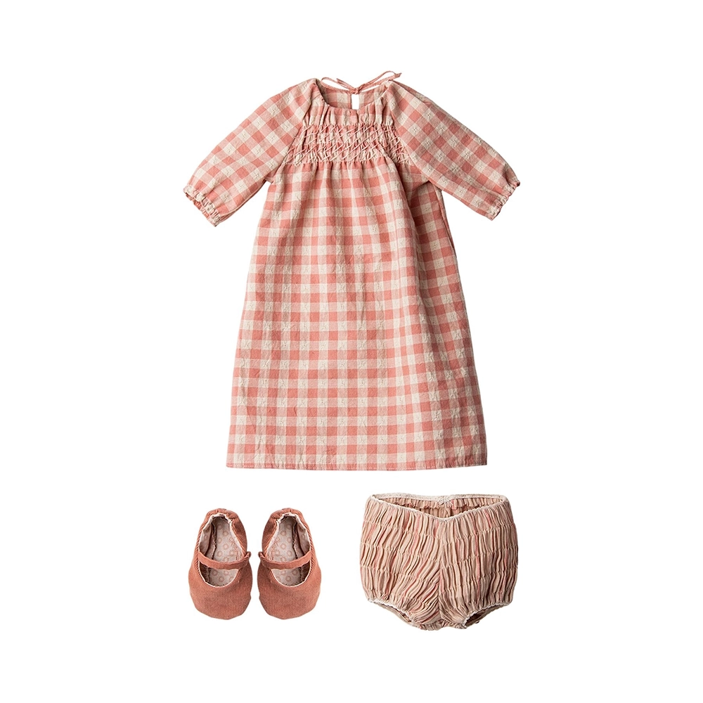 5411-Coelha-Maileg-Tamanho-5-Vestido-Quadradinhos-Rosa-2